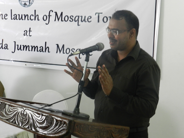 Head of Outreach, Centre for Islamic Studies, Asiff Hussein speaks on Mosque Tours at the launch